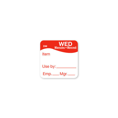 DissolveMark® Label 1X1 IN Wednesday Adhesive 500/Roll