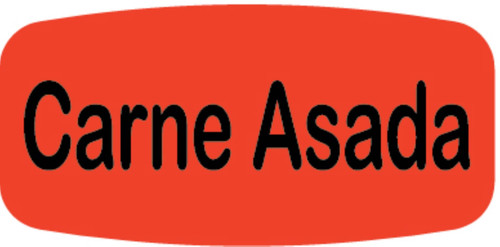Carne Asada Spanish Label 0.625X1.25 IN Black Fluorescent Red Short Oval 1000 Count/Roll 50 Rolls/Case 50000 Count/Case