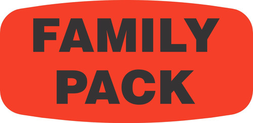 Family Pack Label 0.625X1.25 IN Black Fluorescent Red Short Oval 1000 Count/Roll 50 Rolls/Case 50000 Count/Case