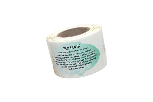 Pollock Meat Fish Recipe Label 1.75X3.125 IN Fish 4 Color Process 250 Count/Roll 12 Rolls/Case 3000 Count/Case