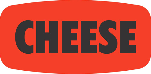 Cheese Label Black Fluorescent Red Short Oval Dayglo 1000 Count/Roll 50 Rolls/Case 50000 Count/Case