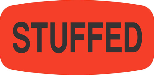 Stuffed Label 0.625X1.25 IN Black Fluorescent Red Short Oval 1000 Count/Roll 50 Rolls/Case 50000 Count/Case