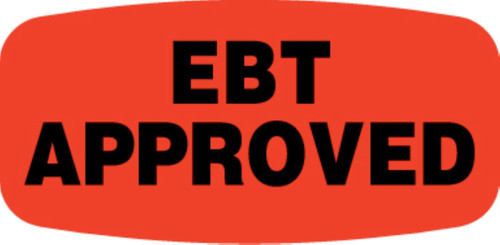 EBT Approved Label 0.625X1.25 IN Black Fluorescent Red Short Oval 1000 Count/Roll 50 Rolls/Case 50000 Count/Case