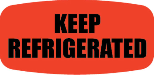 Keep Refrigerated Label 0.625X1.25 IN Black Fluorescent Red Short Oval 1000 Count/Roll 50 Rolls/Case 50000 Count/Case