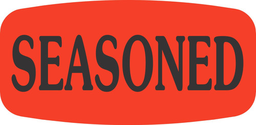 Seasoned Label 0.625X1.25 IN Black Fluorescent Red Short Oval 1000 Count/Roll 50 Rolls/Case 50000 Count/Case