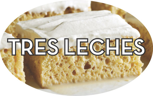 Tres Leches Bakery Flavor Label 1.25X2 IN Oval 4 Color Process 500 Count/Roll 20 Rolls/Case 10000 Count/Case