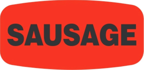 Sausage Label 0.625X1.25 IN Black Fluorescent Red Short Oval 1000 Count/Roll 50 Rolls/Case 50000 Count/Case