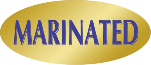 Marinated Meat Label 0.875X1.9 IN Blue Gold Oval 500 Count/Roll 10 Rolls/Case 5000 Count/Case