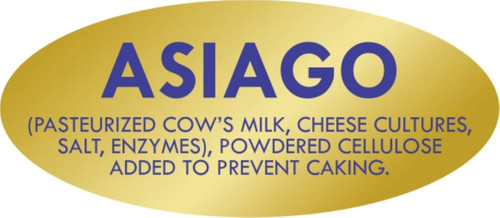 Asiago Deli Ingredient Label 0.875X1.9 IN Blue Gold Oval Ingredients 500 Count/Roll 10 Rolls/Case 5000 Count/Case