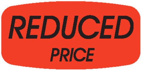 Reduced Price Label 0.625X1.25 IN Black Fluorescent Red Short Oval 1000 Count/Roll 50 Rolls/Case 50000 Count/Case