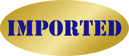 Imported Deli Label 0.875X1.9 IN Blue Gold Oval 500 Count/Roll 10 Rolls/Case 5000 Count/Case
