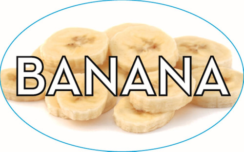 Banana Bakery Flavor Label 1.25X2 IN Oval 4 Color Process 500 Count/Roll 20 Rolls/Case 10000 Count/Case