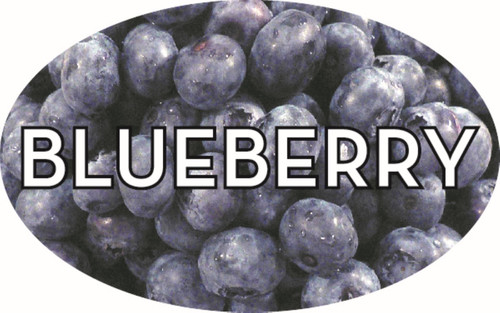 Blueberry Bakery Flavor Label 1.25X2 IN Oval 4 Color Process 500 Count/Roll 20 Rolls/Case 10000 Count/Case