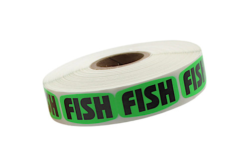 Fish Label 0.625X1.25 IN Black Fluorescent Green Short Oval 1000 Count/Roll 60 Rolls/Case 60000 Count/Case