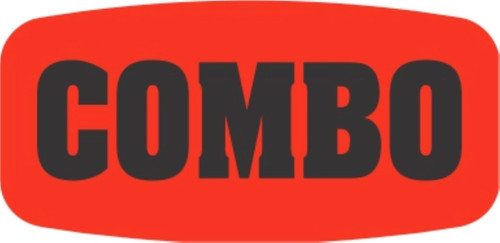 Combo Label 0.625X1.25 IN Black Fluorescent Red Short Oval 1000 Count/Roll 50 Rolls/Case 50000 Count/Case