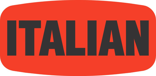 Italian Label 0.625X1.25 IN Black Fluorescent Red Short Oval Paper 1000 Count/Roll 50 Rolls/Case 50000 Count/Case