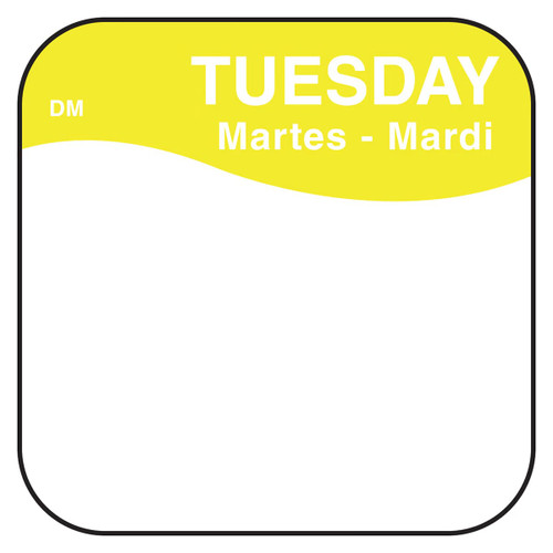 DissolveMark® Tuesday Label 0.75X0.75 IN Day of the Week 1000/Roll
