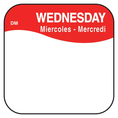 DissolveMark® Wednesday Label 0.75X0.75 IN Day of the Week 1000/Roll