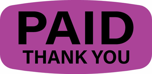 Paid Thank You Label 0.625X1.25 IN Purple Short Oval 1000/Roll