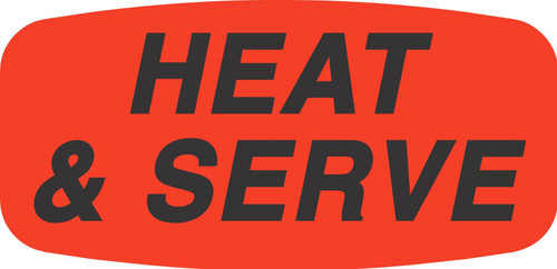 Heat & Serve Label Black Fluorescent Red Short Oval Dayglo 1000 Count/Roll 50 Rolls/Case 50000 Count/Case