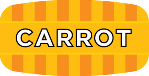 Carrot Bakery Flavor Label 0.625X1.25 IN Oval 4 Color Process UV 1000 Count/Roll 50 Rolls/Case 50000 Count/Case