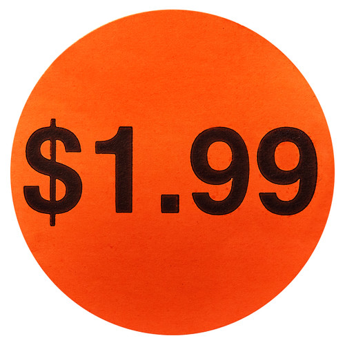 $1.99 Label Circle Dayglo 500/Roll