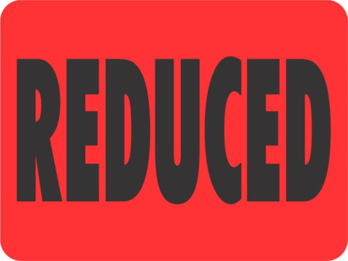 Reduced Promo Label 1.5X2 IN Black Fluorescent Red 1000 Count/Roll 20 Rolls/Case 20000 Count/Case