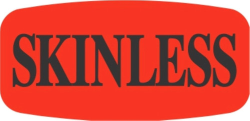Skinless Label Black Fluorescent Red Short Oval Dayglo 1000 Count/Roll 50 Rolls/Case 50000 Count/Case