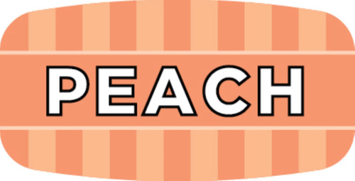 Peach Bakery Flavor Label 0.625X1.25 IN Oval 4 Color Process UV 1000 Count/Roll 50 Rolls/Case 50000 Count/Case