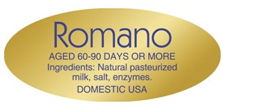 Romano/Pecorino Cheese Label Foil 500/Roll