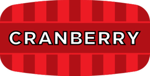 Cranberry Bakery Flavor Label 0.625X1.25 IN Oval 4 Color Process UV 1000 Count/Roll 50 Rolls/Case 50000 Count/Case