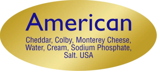 American Deli Ingredient Label 0.875X1.9 IN Blue Gold Oval Ingredients 500 Count/Roll 10 Rolls/Case 5000 Count/Case