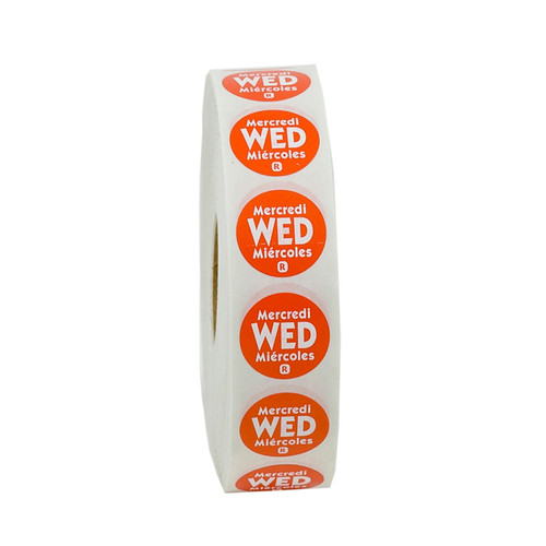 Label 0.75 IN Wednesday Round Removable Trilingual 2000/Roll