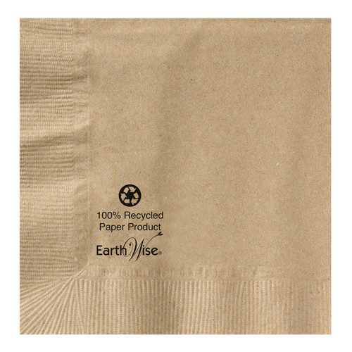 Earth Wise Beverage Napkins 10X10 IN 5X5 IN Kraft Paper 2PLY 3000/Case