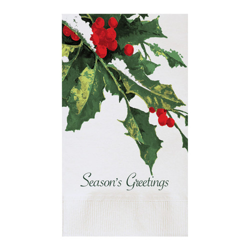 Dinner Napkins 17X15 IN White Holiday Greetings Tissue Paper 2PLY 1/8 Fold 1000/Case