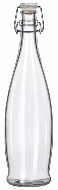 Water Bottle 3.86X3.86X12.1 IN 34.6 FLOZ Glass With Wire Bail White Lid 6/Case