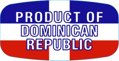 Product of Dominican Republic Origin Label Red Blue White Short Oval 1000 Count/Roll 60 Rolls/Case 60000 Count/Case