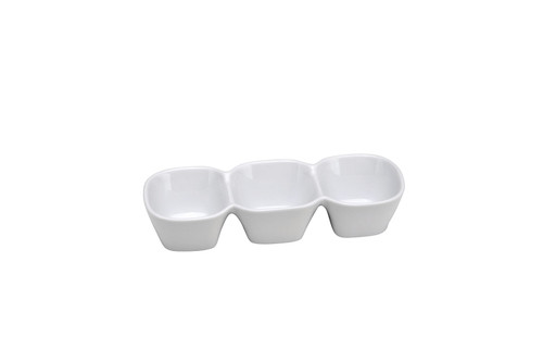 Buffalo Serving Dish Bowl 3 Compartment Porcelain Bright White Rectangle 3.5 OZ Capacity Per Bowl 3/Case