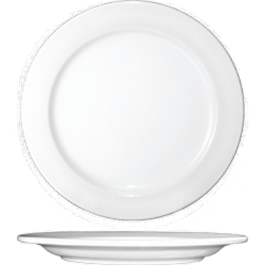Dover™ Plate 11 IN Porcelain European White Round Wide Rim Rolled Edge 12/Case