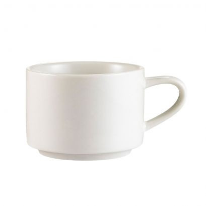 Clinton Coffee Cup 7.5 FLOZ Porcelain White Round Rolled Edge Stackable Dual Ovenable Dishwasher Safe 36/Case