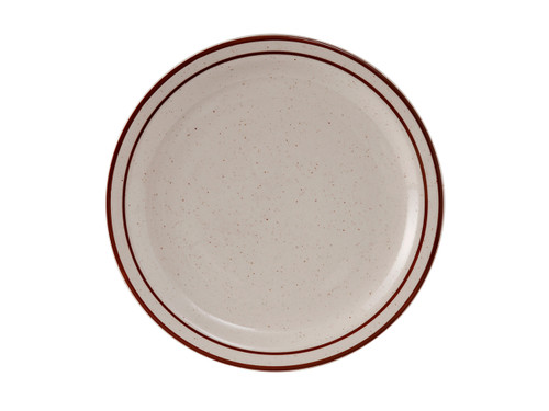 Bahamas Plate 9 IN China Eggshell Brown Round Narrow Rim Speckled Fully Vitrified 24/Case
