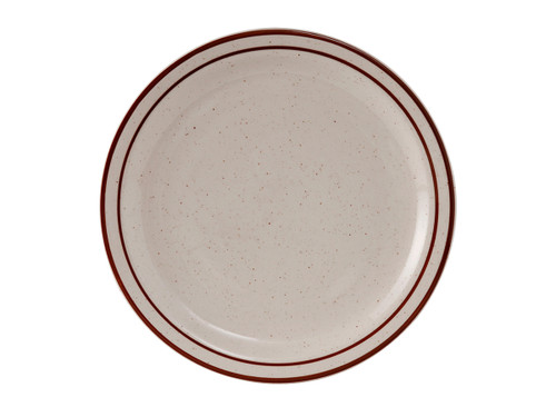 Bahamas Plate 9.5 IN China Eggshell Brown Round Narrow Rim Speckled Fully Vitrified 24/Case