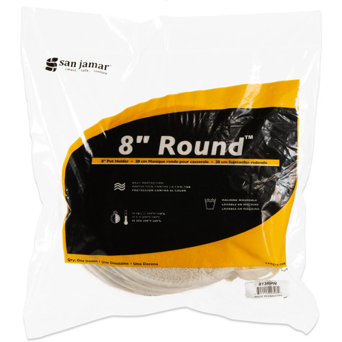 San Jamar Pot Holder 8 IN Cotton Round 500F Protection 1/Dozen