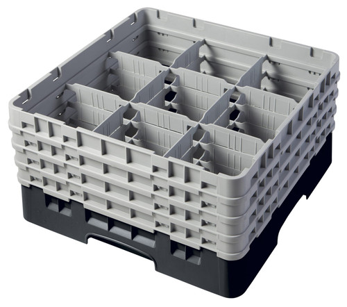 Camrack® Glass Rack 8.5 IN 9 Compartment Black 1/Each