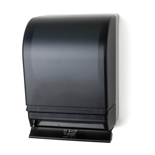 Palmer Fixture Auto-Transfer Push Bar Roll Paper Towel Dispenser with Metal Back Dark Translucent TD0215-01