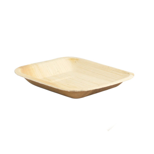 Plate 6.3X6.3 IN Palm Leaf Natural Square 25 Count/Pack 4 Packs/Case 100 Count/Case