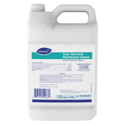 Crew® Fresh Scent Restroom Cleaner One-Step Disinfectant 1 GAL Multi Surface Neutral Concentrate 4/Case