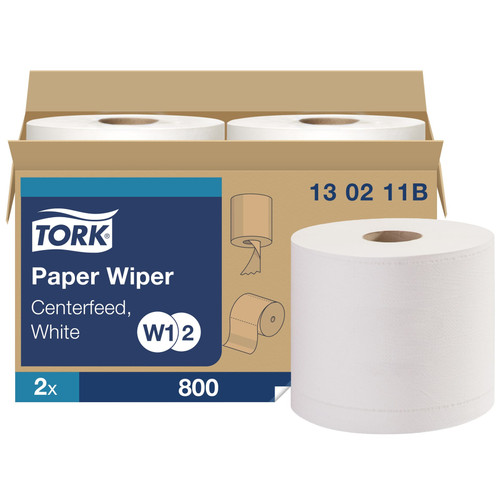 Tork Cleaning Wipe 13X9 IN 866.667 FT 2 Paper White Refill Centerfeed Multi-Purpose 800 Sheets/Roll 2 Rolls/Case