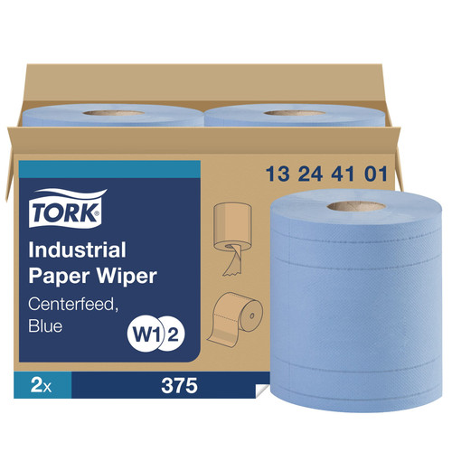 Tork Cleaning Wipe 15.75X11 IN 492.188 FT Paper Blue Centerpull Refill 375 Sheets/Roll 2 Rolls/Case 750 Sheets/Case