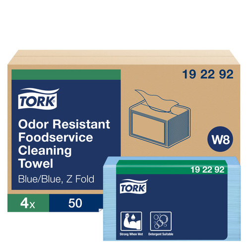 Tork Cleaning Towel 14.75X11.75 IN 7.35X6.27 IN Blue Multifold Z Refill Odor Resistant 50 Count/Pack